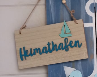 Decorative lettering "Home port made of wood