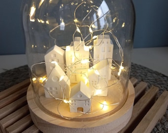 Lichterstadt in Glocke/Vitrine-Geschenkset/Mitbringsel
