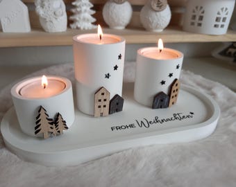 Table decoration, Christmas, Advent wreath, decorative bowl with tealight holder, modern Scandinavian Christmas decoration, handmade Advent decoration, Hygge