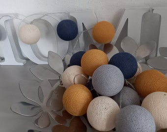 LED cotton ball string lights, battery operated, on/off switch, WITHOUT timer function