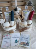 10-piece gift set, tea or dark hot chocolate, 17 candle colors available, souvenir, tea gift set, cocoa gift set