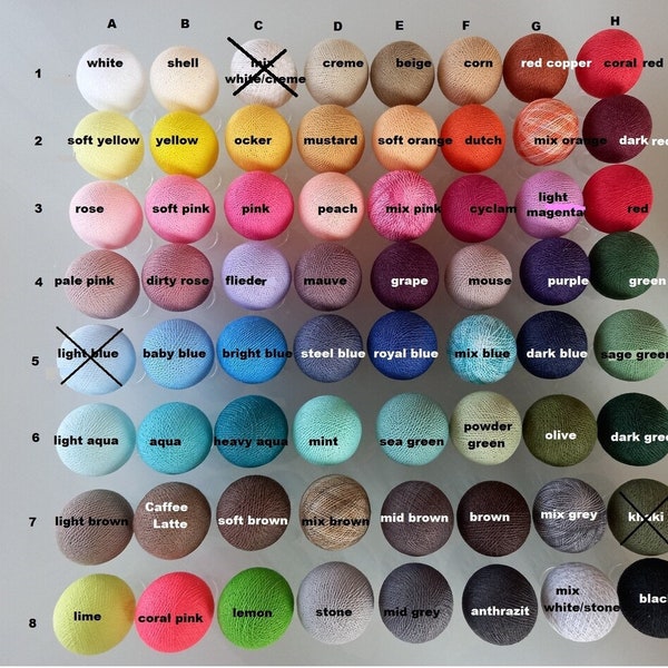 Choix de couleurs Guirlande lumineuse LED à BATTERIE, boules de coton, parmi 64 couleurs