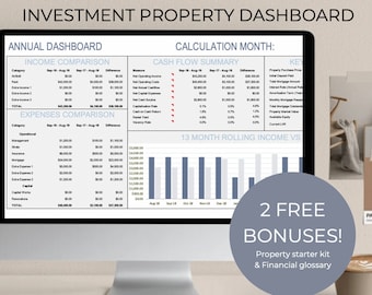 INVESTMENT PROPERTY MANAGEMENT Dashboard ~ for rentals, Air BnB's, and holiday properties.