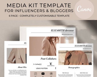 MEDIA KIT for influencers and bloggers. Press kit, Rates sheet, About page -Canva template.