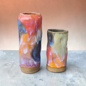 Vase bunt getöpfert handmade