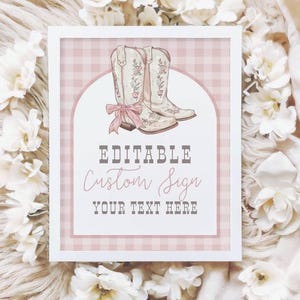 Custom Birthday Sign My First Rodeo - Birthday Party Decor - Coquette Boots - Coquette Cowgirl -Template - Edit in Templett - frgirl
