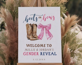 Dalaber Glitzer-Banner „Stiefel Oder Schleifen“ – Für Babyparty & Geschlechtsoffenbarung, Western-Stil
