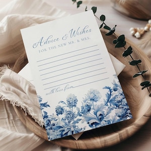 Etwas Blaues Brautparty Rat Karten - Blauer Blumen Rat Karten - Druckbare Vorlagen - Hochzeitswünsche - etwas Blau - Canva sbbid