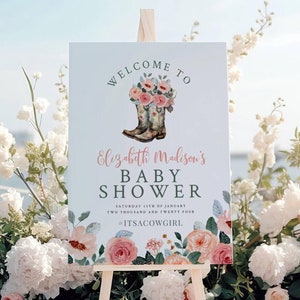 Cowgirl Baby Shower Welcome Sign, Little Cowgirl | Instant Download | Printable Baby Shower Welcome Sign, Baby Shower Decorations, cwgrlbs