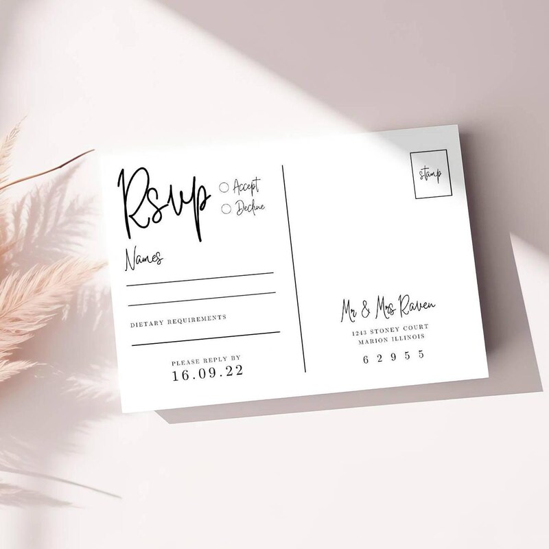 Rsvp Postcard Etsy
