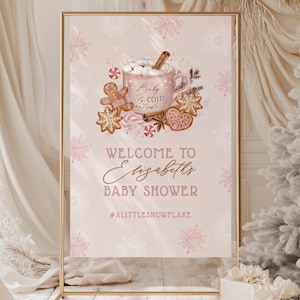 Baby It&#39;s Cold Outside Baby Shower Welcome Sign, Snowflakes Winter Baby Shower Sign | Hot Cocoa - 035