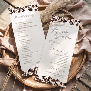 Cow Print Wedding Program, Instant Download , Wedding Ceremony Program, Western Country Wedding, Rustic- Canva Template