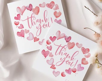 Love is in the Air Thank You Tag, Editable Template | Valentine Bridal Shower Thank You Favor Tag | Gift Tags, Hearts, Watercolor, 9191
