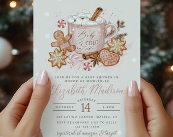 Baby It's Cold Outside Baby Girl Shower Invitation, Winter Baby Shower Invite, Hot Chocolate Baby Shower Invite, Hot Cocoa, 035