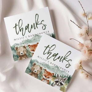 Adventure Theme Baby Shower Thank You - Editable Woodland Baby Shower Thank You Tag - Printable Favor Tag - Template -Templett - obltab