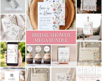 Love Is In Bloom Bundle, Wildflower Bridal Shower Invitation Bundle | Printable Games | Love In Bloom Bridal Shower Invitation Bundle, Canva