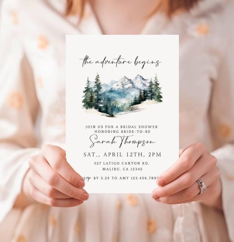 Adventure Bridal Shower Invite, Instant Download, Mountain Bridal ...