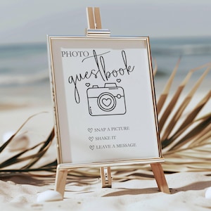 Polaroid Camera Guest Book Sign, Printable, Photo Guestbook Sign Template, Wedding Photo Guestbook Sign, 8x10 inch, Instax Photo Guestbook