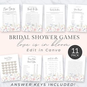Love is in Bloom Bridal Shower Games, Colorful Flower Bridal Shower Games | Love In Bloom Bridal Shower Game Bundle | Love In Bloom, Canva