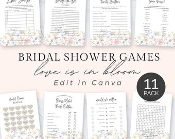 Juegos para despedida de soltera "El amor está en flor", Juegos coloridos para despedida de soltera con flores / Paquete de juegos para despedida de soltera "Amor en flor" / Amor en flor, Canva