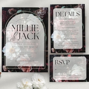Hochzeitseinladung, Stimmungsvolle Hochzeitseinladung, Stimmungsvolle Hochzeitseinladung, Stimmungsvolle Hochzeitseinladung | Stimmungsvoll Floral | Gothic Hochzeits-Set