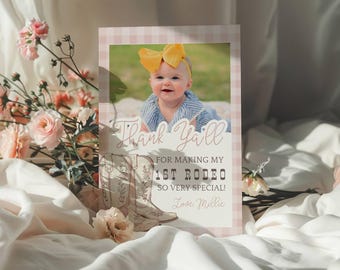 First Rodeo Thank You Cards - Editable First Rodeo Thank You Card with Picture - Printable Thank You Card - Edit in Templett - frgirl