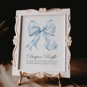 Blaue Schleife Windel Raffle Zeichen & Tickets, Sofort Download, Blaue Schleife Windel Lotte, Junge-Baby-Dusche, Templett, bbbs1