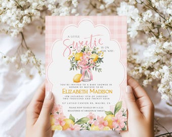 Pink Lemonade Baby Shower Invite | Lemonade Baby Shower Invite, Templett, Editable, For Girls, Summer Baby Shower, Digital Invite, plembs