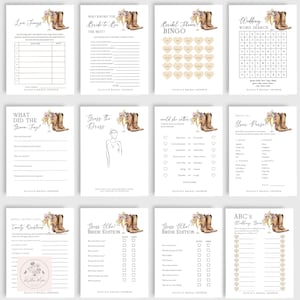 Paquete de juego para despedida de soltera con botas y burbujas, descarga instantánea, accesorio adicional para despedida de soltera con botas vaqueras, juego "Él dijo, ella dijo", flores silvestres imagen 3