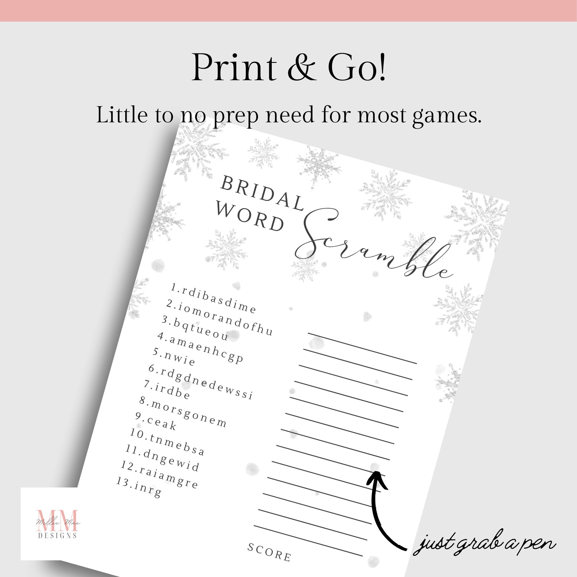 Snow in Love Bridal Shower Games, Winter Bridal Shower Favors, Snow in ...