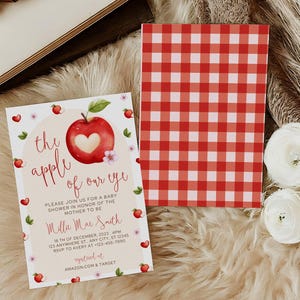 Apple Of Our Eye Baby Shower Invitations,  Apple Orchard Baby Shower | Apple Baby Shower Invite Template | Instant Download, Canva Editable