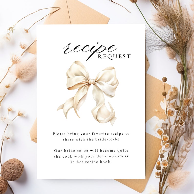Bridal Shower Recipe Request Card, Recipe Card Bridal Shower, She's ...