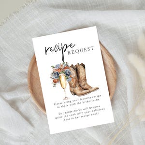 Receptverzoekkaart vrijgezellenfeest, Receptkaart Bridal, Boots and Bubbly, spel voor vrijgezellenfeest, afdrukbare canvassjabloon, stoffig blauw en roest