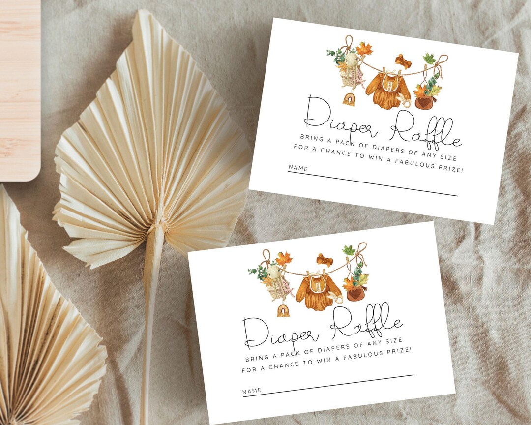 Clothes Line Raffle Girls Clothesline Diaper Raffle Card, Baby Shower Template, Editable in ...