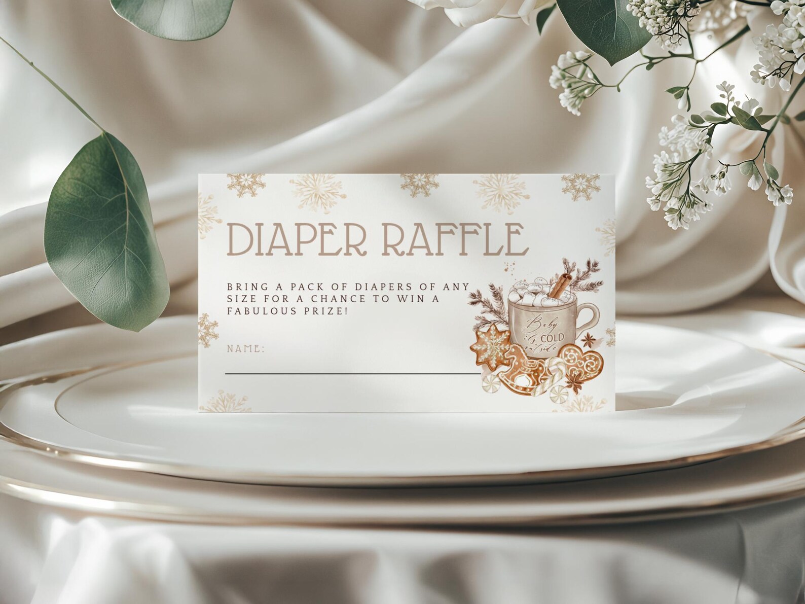 Cold Chisel Raffle Tickets Neutral Baby It's Cold Outside Shower Diaper Raffle Ticket, Winter ...
