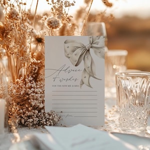Perlen Bogen Brautdusche Rat Karten - Perlen der Weisheit Rat Karten - Druckbare Vorlagen - Hochzeitswünsche - Elegant - Templett