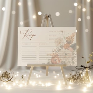 Terracotta Floral Recipe Card: Fall Bridal Shower Game (Printable Template, Editable 6x4&quot;) 030