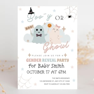 Boo-y Or Ghoul Gender Reveal Invitation, Editable Halloween Gender Reveal Invite, Fall Baby Gender Reveal Invite, Booy Or Ghoul, Templett