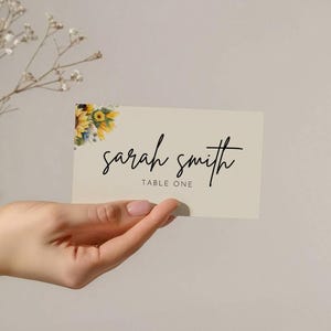 Tarjetas de lugar para bodas / Plantillas de tarjetas de lugar para imprimir / Descarga instantánea de Canva / Verano de girasoles / Decoraciones de boda con girasoles