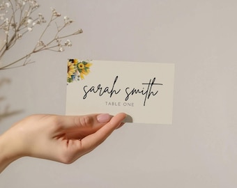 Wedding Place Cards | Printable Place Cards Template | Canva Instant Download | Sunflower Summer | Sunflower Wedding Decorations