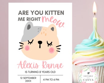 Kitty Invite, Cat Invitation | Editable Kitty Invite | Kitty Birthday Invite | Kitten Invitation | Cat Birthday | Instant Download