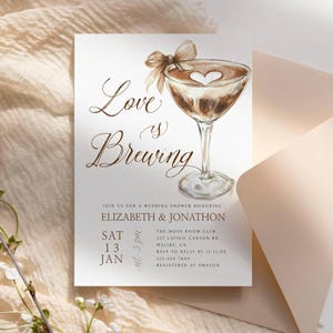 Love Is Brewing Bridal Shower Invite Espresso Martini, Coffee Bridal Shower Invite - Instant Download - Editable Template - Templett - embs
