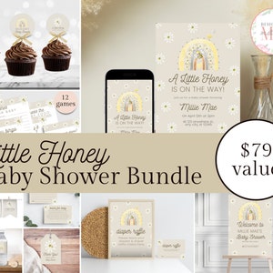 A Little Honey Is On The Way Baby Shower, Little Honey Baby Shower Bundle, Baby Shower Decorations, Baby Shower Invitation Bundle, Daisy