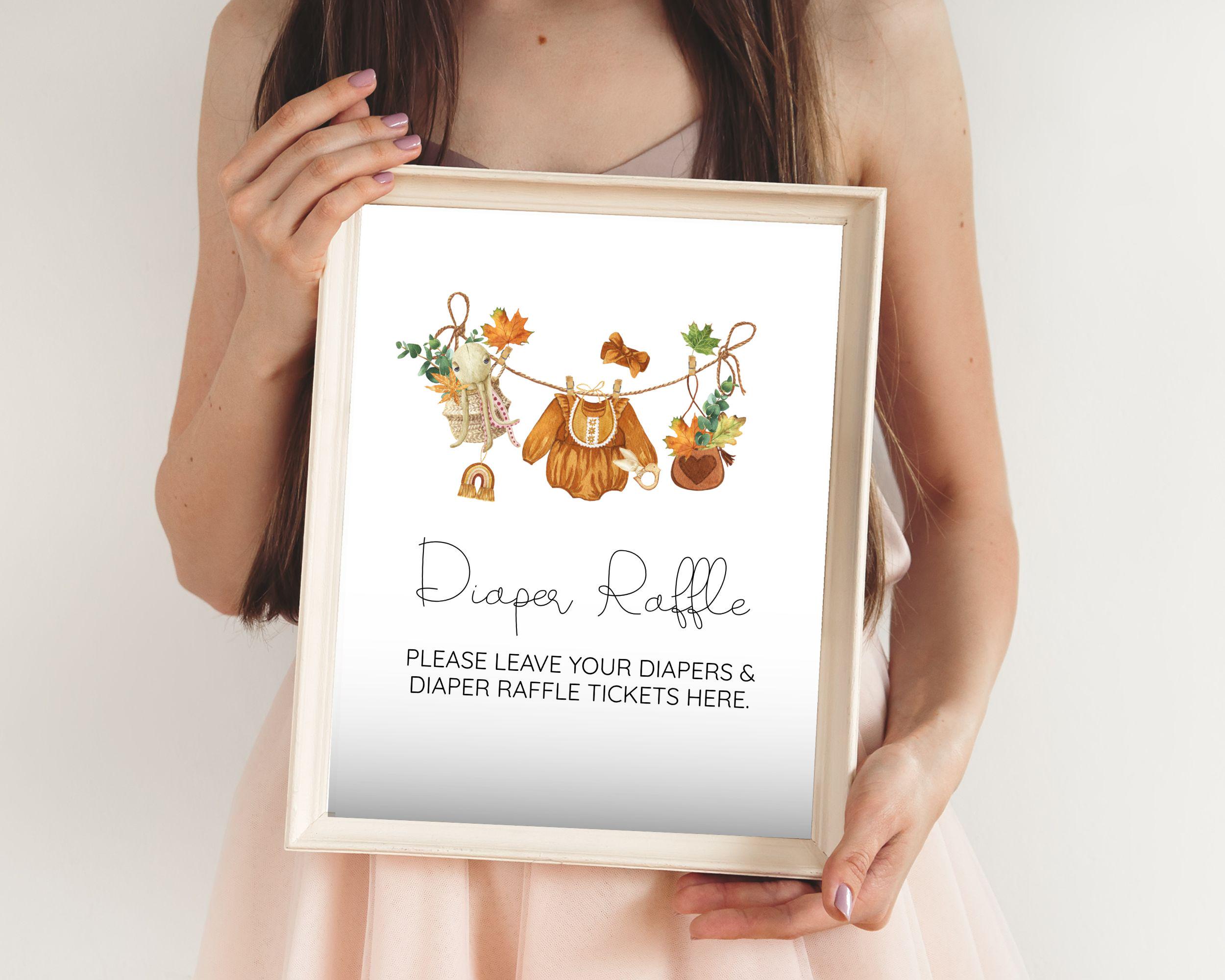 Fall Raffle Signage Fall Girl Clothesline Diaper Raffle Sign & Tickets, Instant Download ...