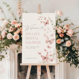 Lifetime Of Butterflys Brautparty Willkommensschild | Brautparty Oder Hochzeit | Butterfly Theme, Templett, Rosa, ltbp