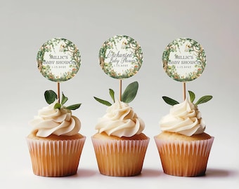 Decorazione per cupcake a tema "Incanto" per baby shower - Foresta delle Fate - Modificabile in Templett - efbs1