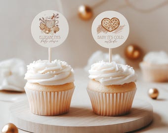 Baby It's Cold Outside Cupcake Picks, Neutral Baby Shower, Hot Cocoa Shower - 0351