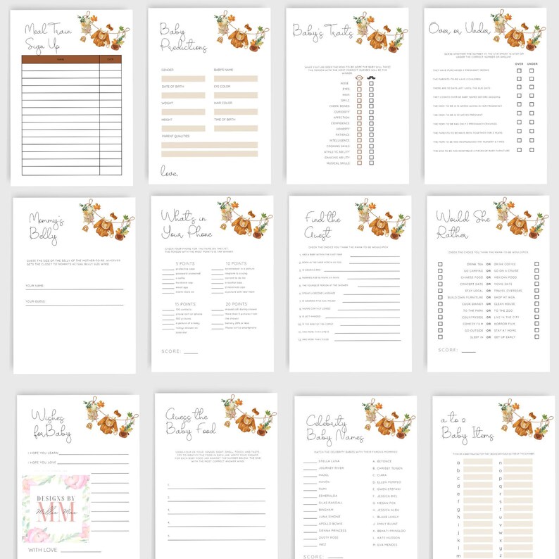 Girl Fall Clothesline Baby Shower Games, Fall Baby Shower Games ...
