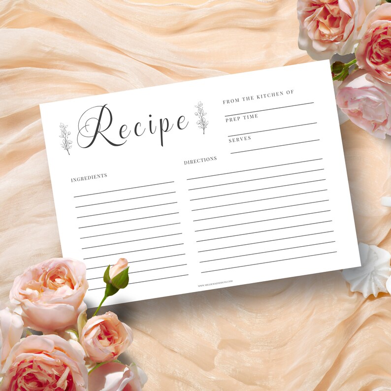 Minimalist Printable Recipe Card Bridal Shower Gift, Bridal Shower Recipe Card, Instant Download ...