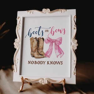 Boots Or Bows Sign Bundle - Gender Reveal Decor - Boy or Girl - Western Theme - Printable Template  - DIY - Edit in Templett - bobgr1